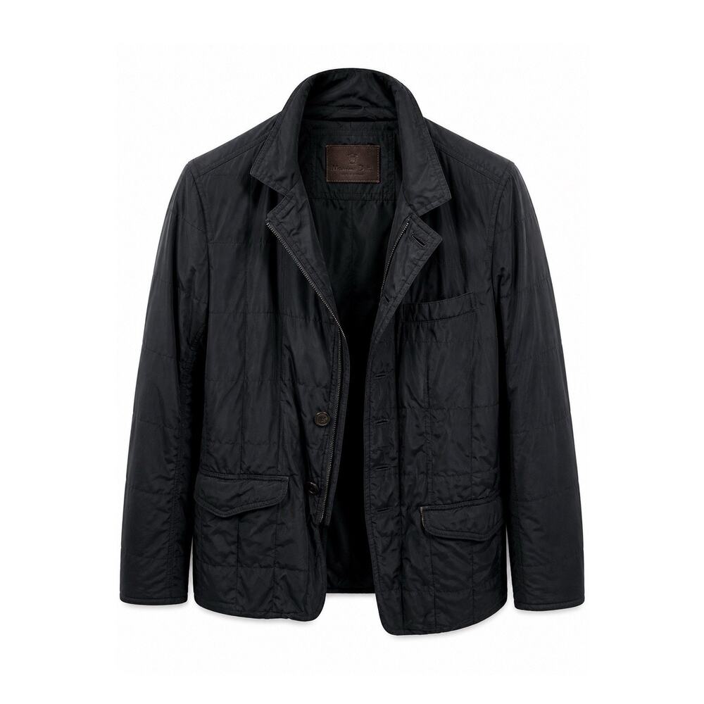 Massimo Dutti Womens Black Quilted Jacket Button Zip Casual Notch Collar Regular - Picture 1 of 2